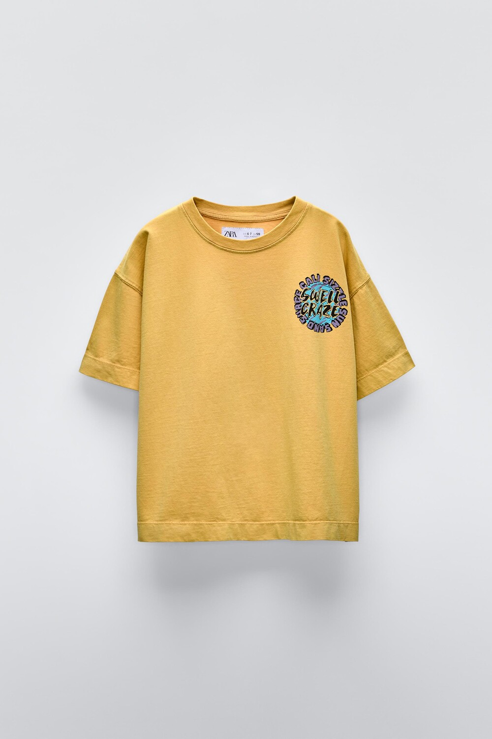 

Футболка с принтом ZARA, цвет mustard