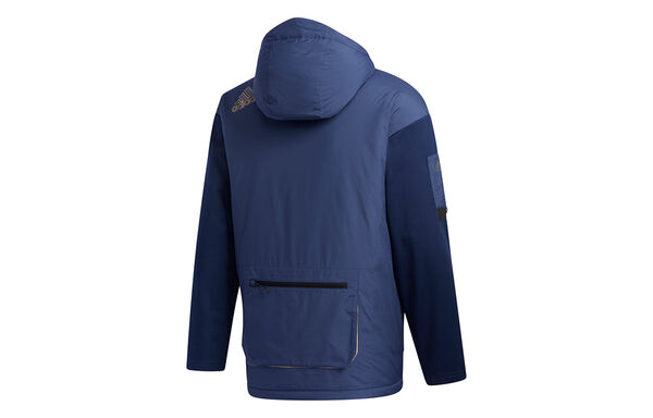 Куртка adidas Urban Pad Jkt Outdoor Sports Hooded Jacket Navy Blue, синий — фото 2