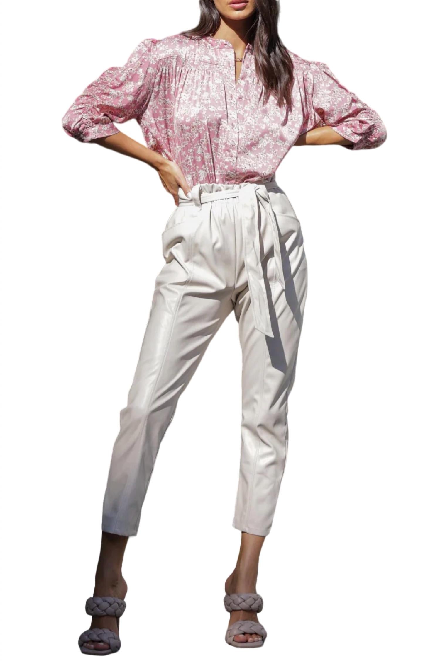 

Брюки Harper Vegan Leather Paperbag Pant In Bone bishop + young