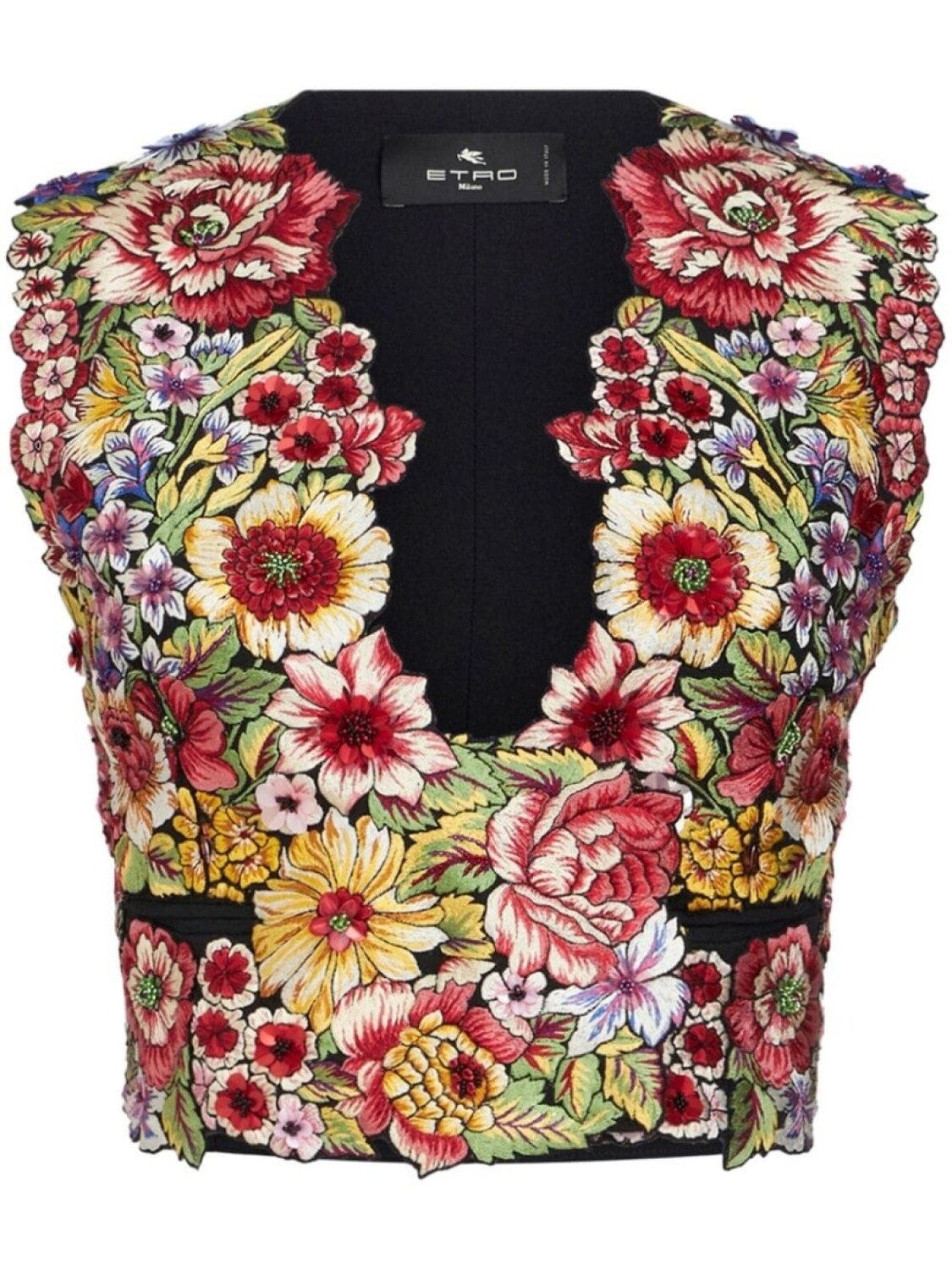

ETRO укороченный топ с цветочной аппликацией, черный