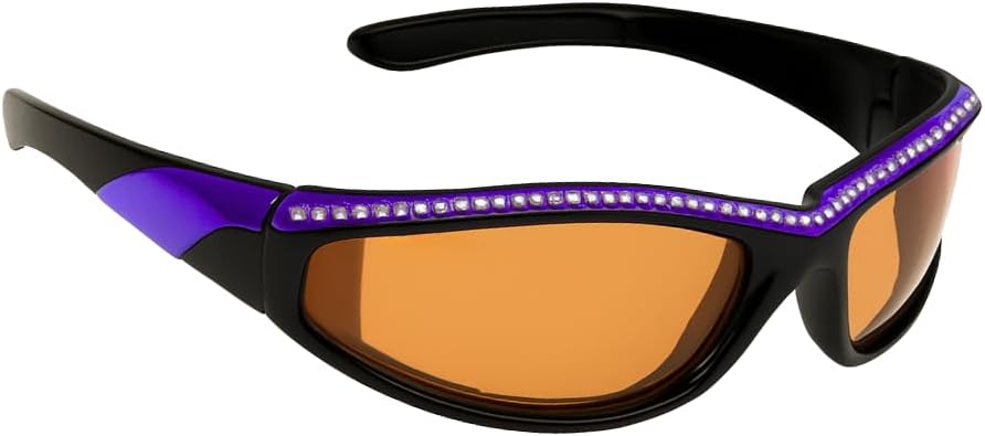 

Женские мотоциклетные солнцезащитные очки с блестящими стразами, мягкой поролоновой подкладкой, дымчато-желтые линзы HD, ветро- и пылезащитные Biker Armour, Purple Frame