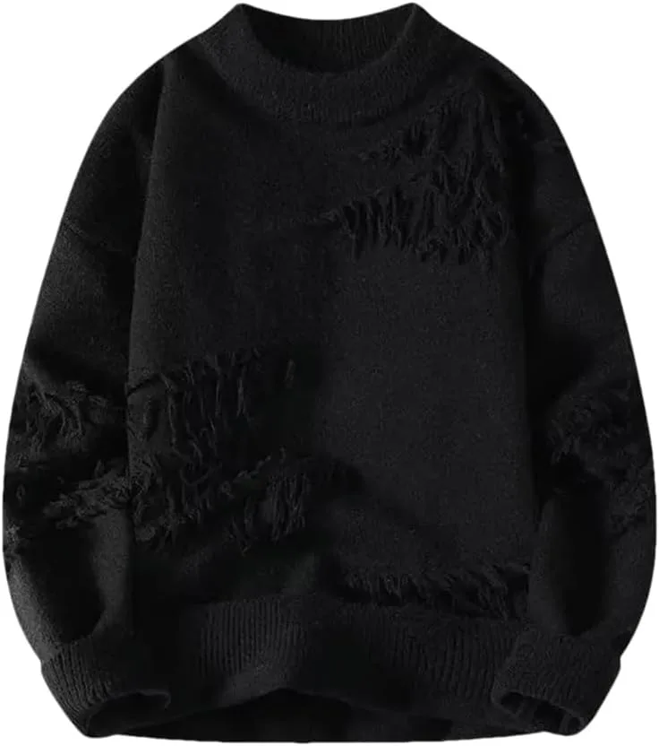 

Мужской свитер с рваным эффектом, свободный вязаный пуловер