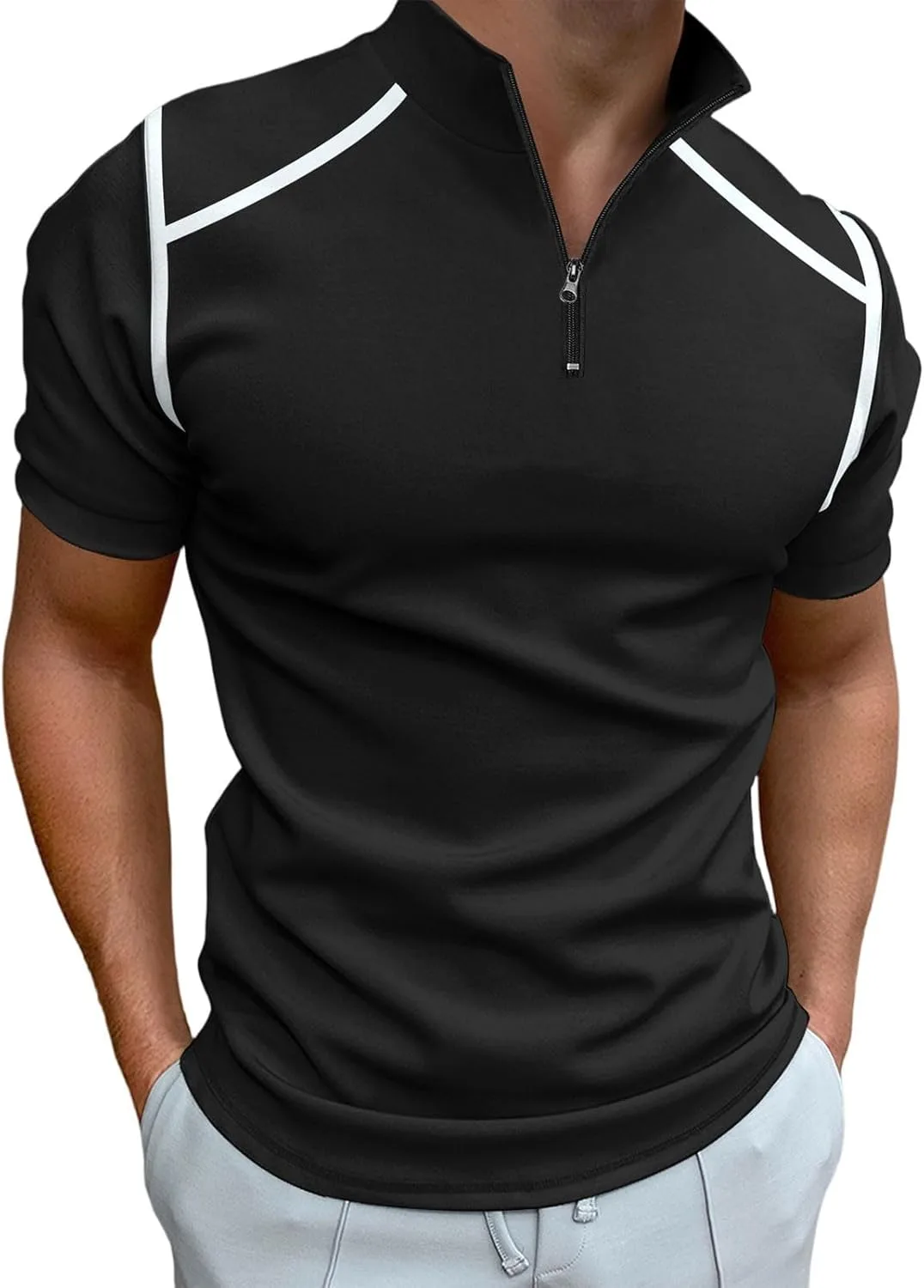 

Мужская поло с молнией, Casual, короткий рукав, M-3XL