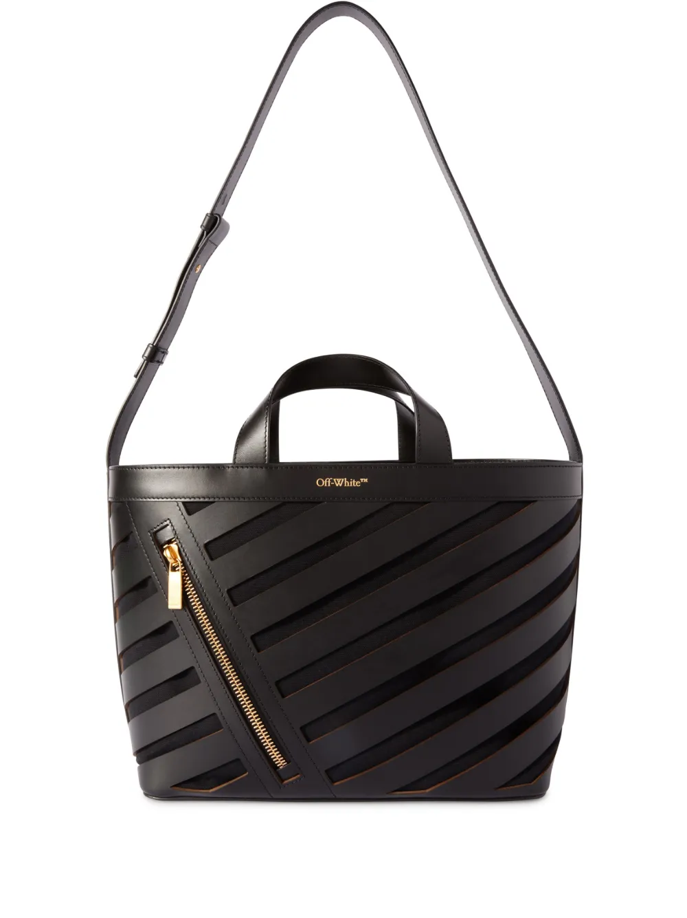

Маленькая сумка-тоут с вырезами в полоску Diag OFF-WHITE, черный