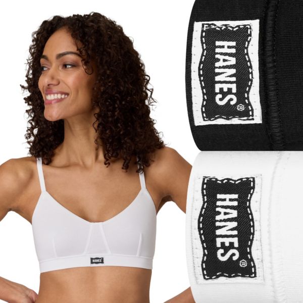 

Оригинальный набор из двух винтажных треугольных бралетт Ultimate Hanes, цвет black white