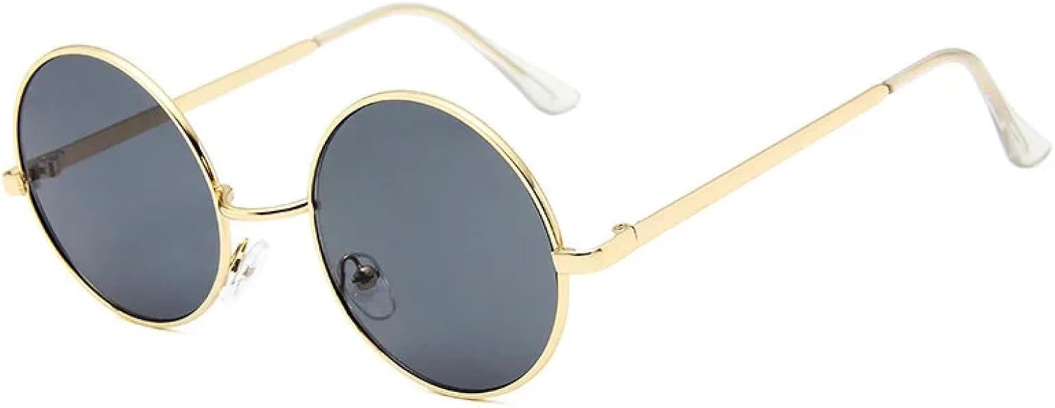 

Винтажные круглые металлические солнцезащитные очки для мужчин в модном панк-стиле, сине-зеленые, с защитой от УФ-излучения UV400. Модные солнцезащитные очки TKKTLLT, Gold-black