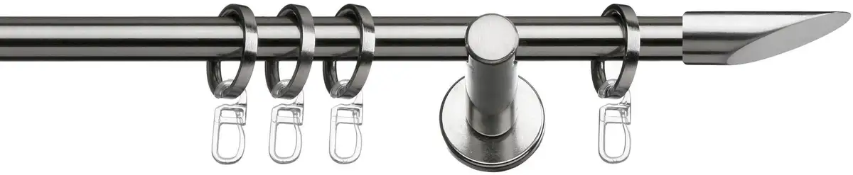 

Карниз indeko "Marbella", 1 направляющая, желаемая длина, полный комплект, включая кольца и крепежный материал 240 см, Ø 12 мм, цвет edelstahlfarben/silberfarben