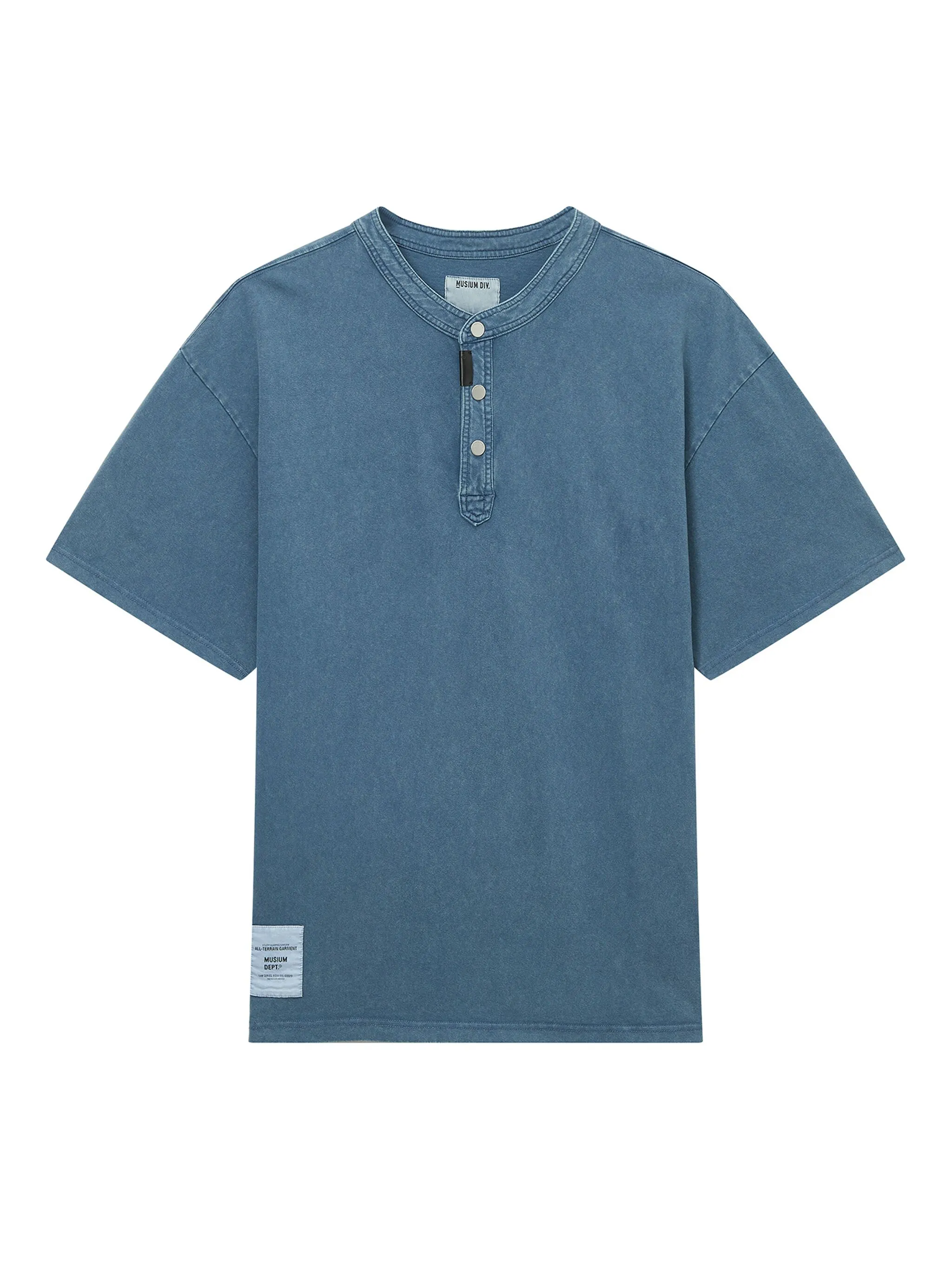 

Джинсовая футболка с воротником на пуговицах Musium Div., синий