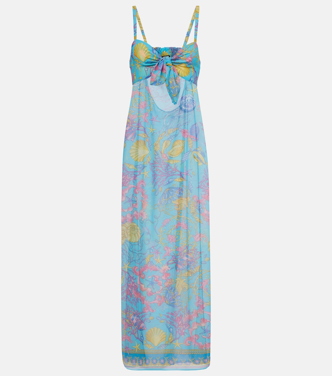 

Полупрозрачное макси-платье с ажурной вышивкой Versace, Azur+Multicolor