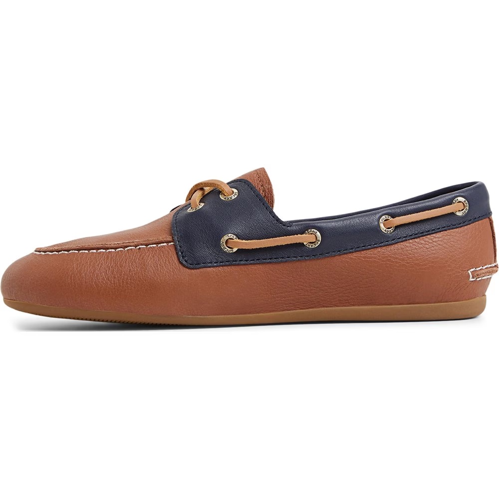 Тонкие кожаные туфли-лодочки Sperry, коричневый — фото 3