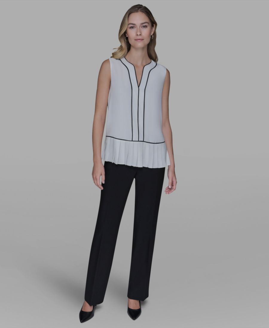 

Женский топ без рукавов с плиссировкой KARL LAGERFELD PARIS, Soft White/Black