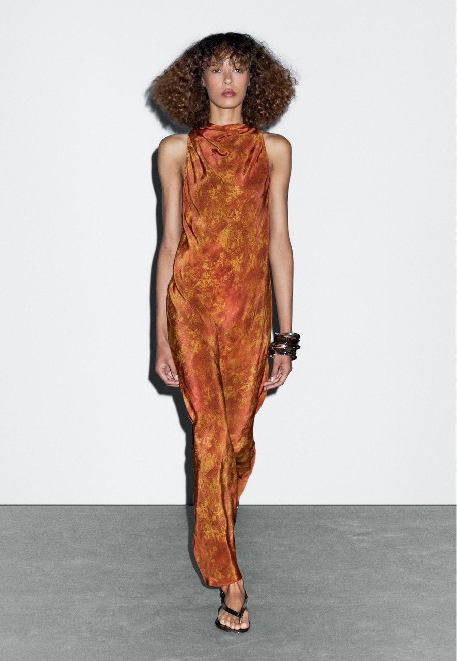 

Платье Massimo Dutti LONG FLOWING PRINTED, Orange