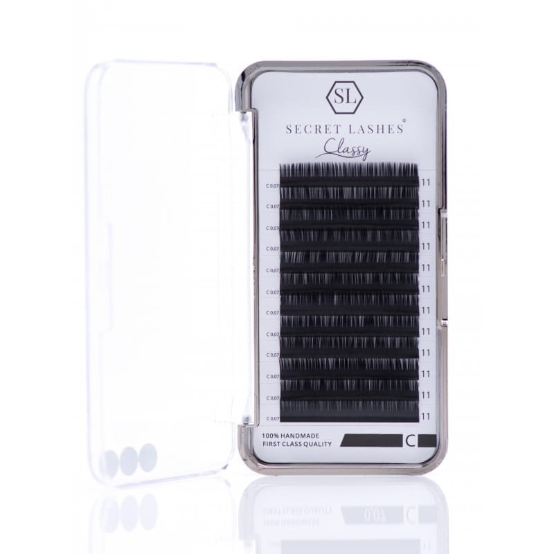 

Ресницы Secret Lashes Classy D 0,05 мм 9 мм — идеально подходят для метода объёма
