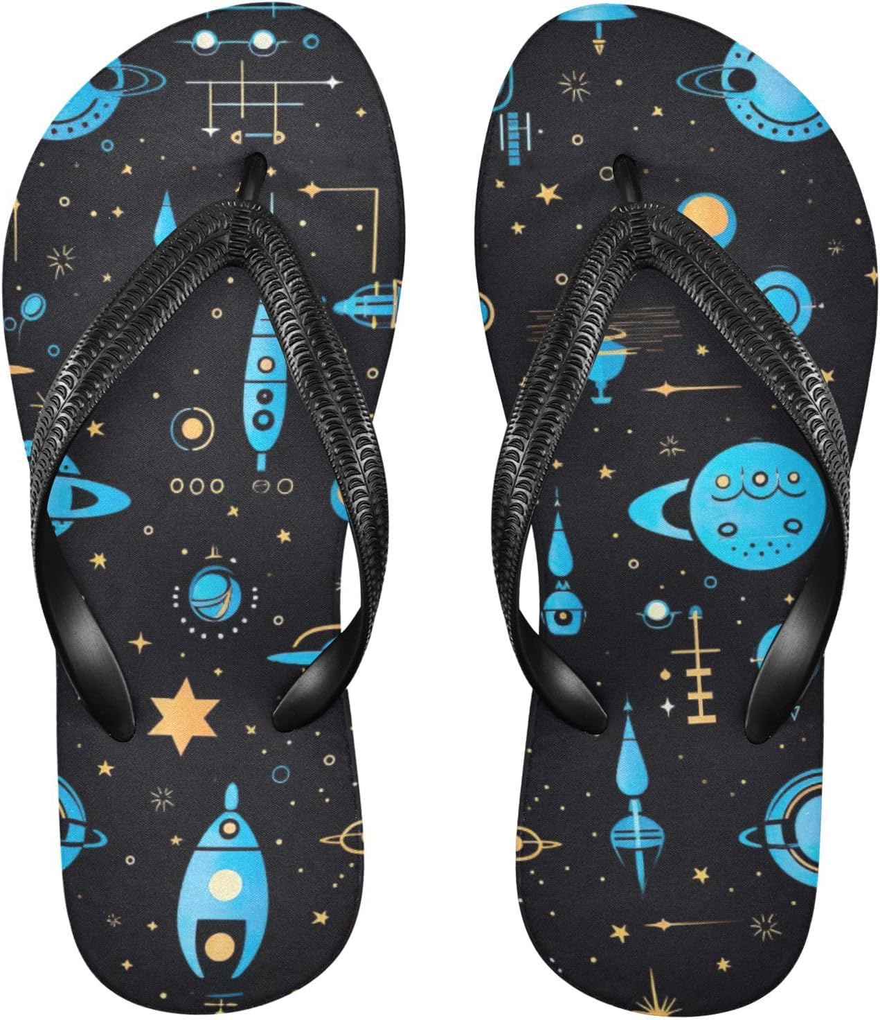 

Женские и мужские летние повседневные сандалии Space Planet Rocket Flip Flop для пляжа и душа Kfbe