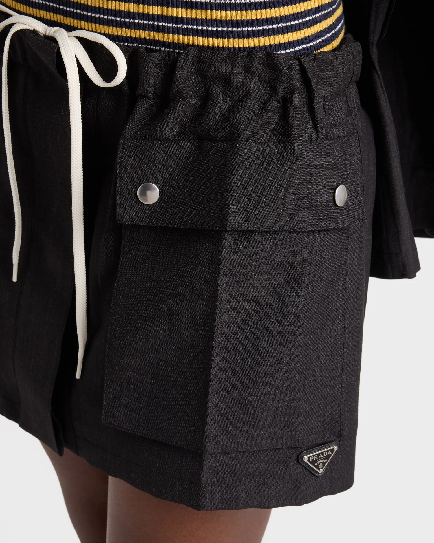 Мини-юбка из кид-мохера Prada, серый — фото 3