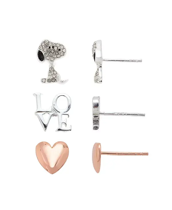 

Комплект сережек Peanuts Crystal Love со Снупи Unwritten, two-tone