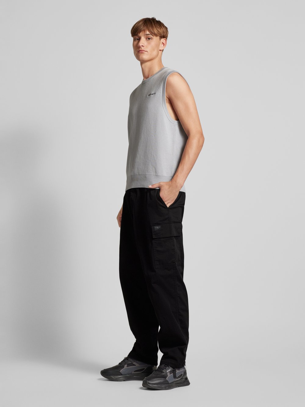 

Брюки-карго прямого кроя с эластичным поясом Calvin Klein Jeans, черный