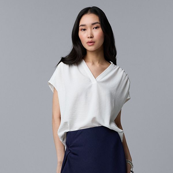 

Женская футболка с V-образным вырезом и коротким рукавом Simply Vera Vera Wang, White Knight