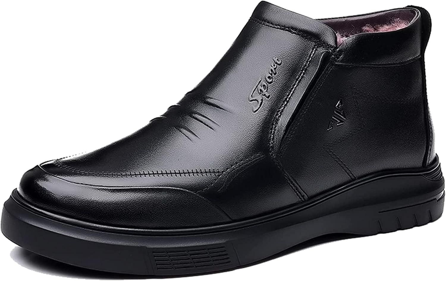 

Мужские короткие зимние ботинки Yiozoi, высокие, теплые с плюшевой подкладкой, ветронепроницаемые ботинки с круглым носком, повседневные кожаные мужские ботинки, черный