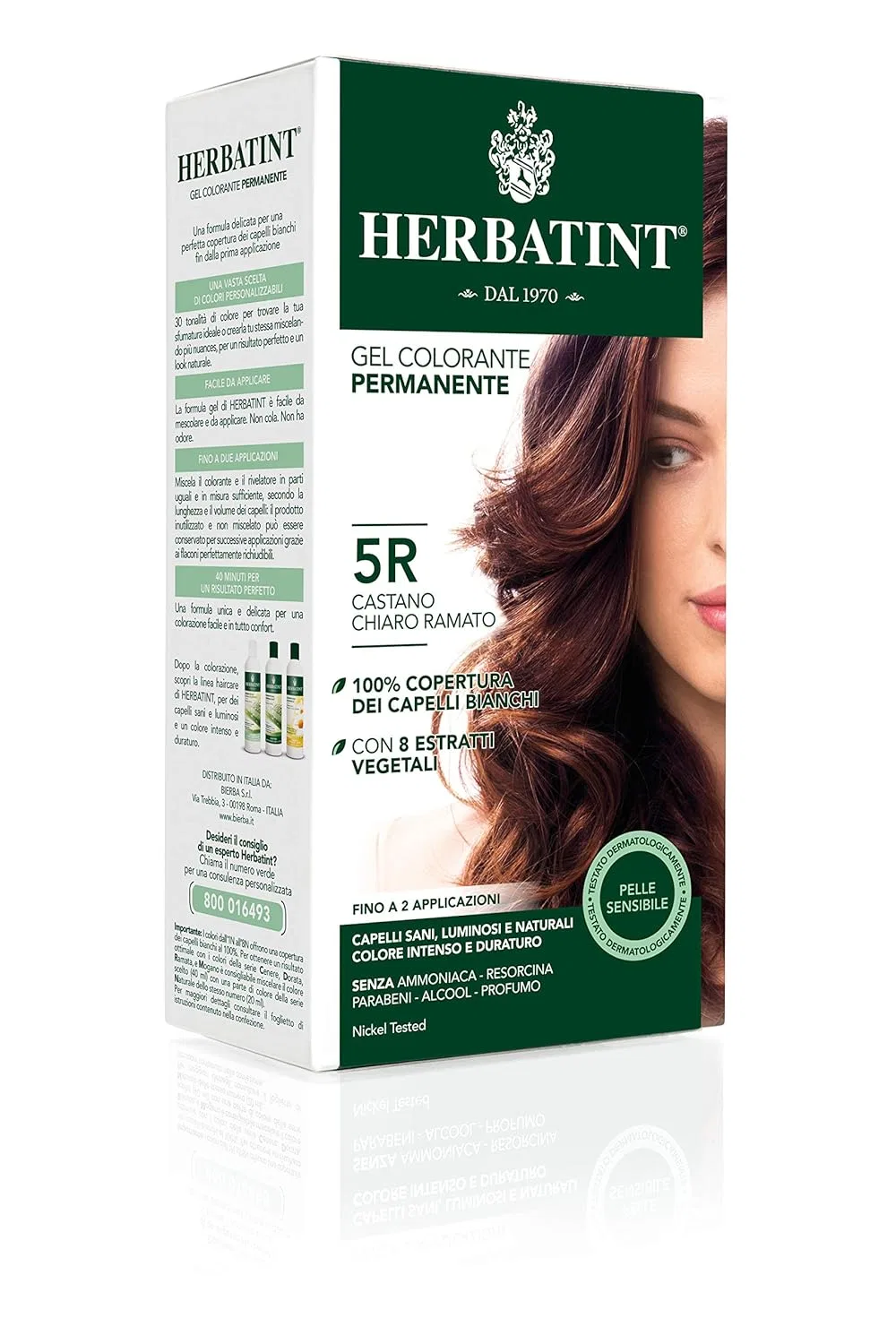 Стойкая травяная краска для волос Herbatint 5R Light Copper Chestnut, 135 мл Herbatint
