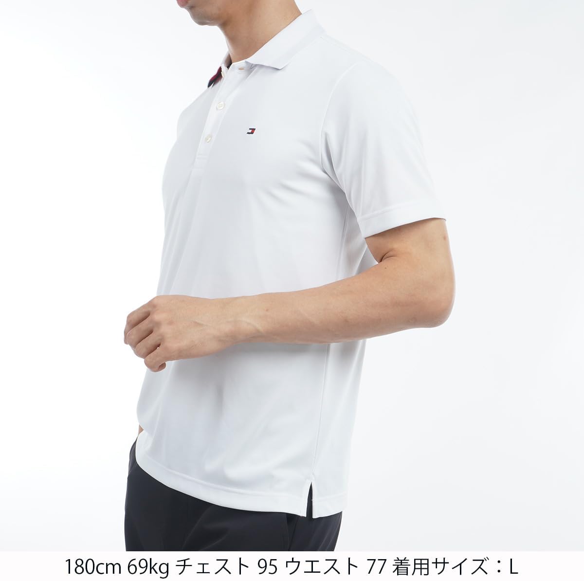 Мужская базовая рубашка-поло Tommy Hilfiger Golf THMA493 с флагом, белый — фото 2