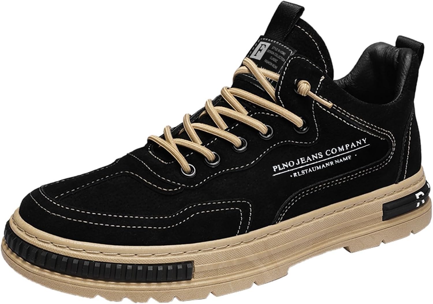 

Противоскользящие туфли для мужчин, легкие слипоны с амортизирующей подошвой, удобные дышащие кожаные кроссовки на шнуровке, повседневные кроссовки Generic, черный