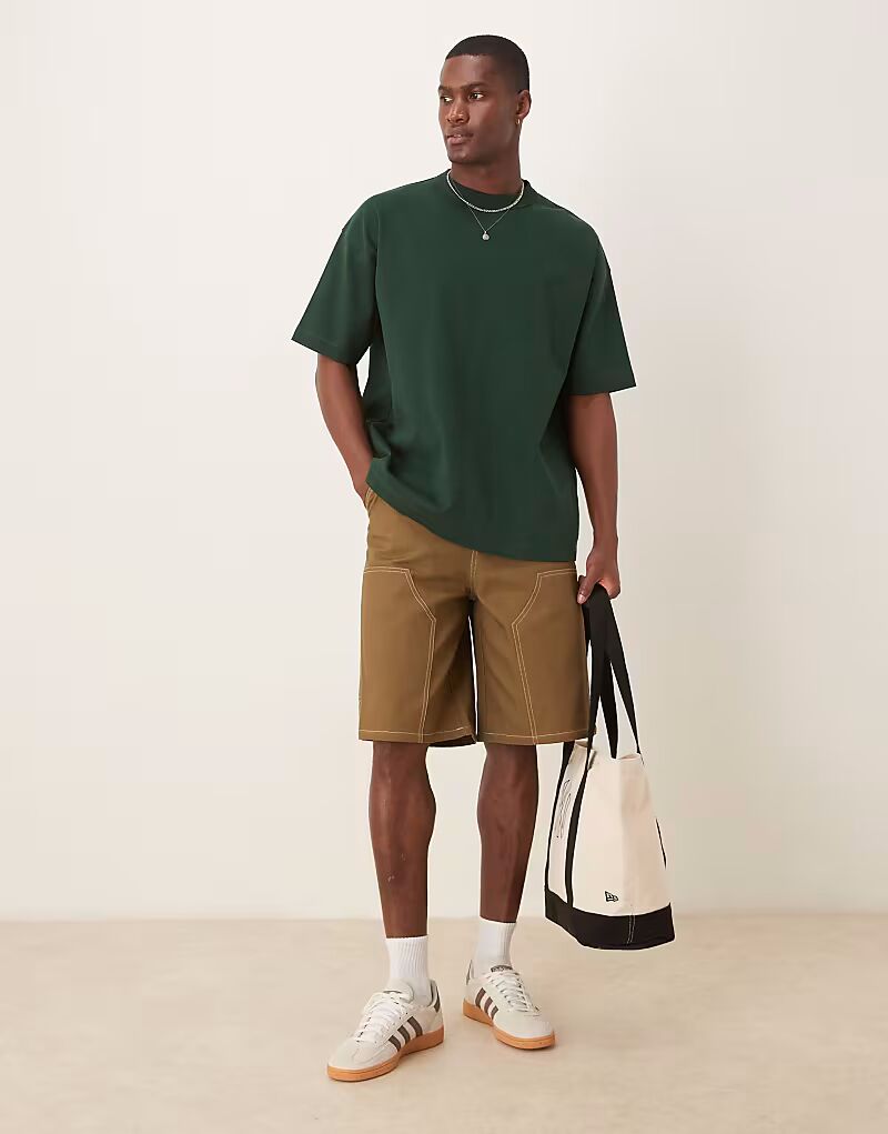 

Длинные шорты ASOS DESIGN коричневого цвета с плотницким узором