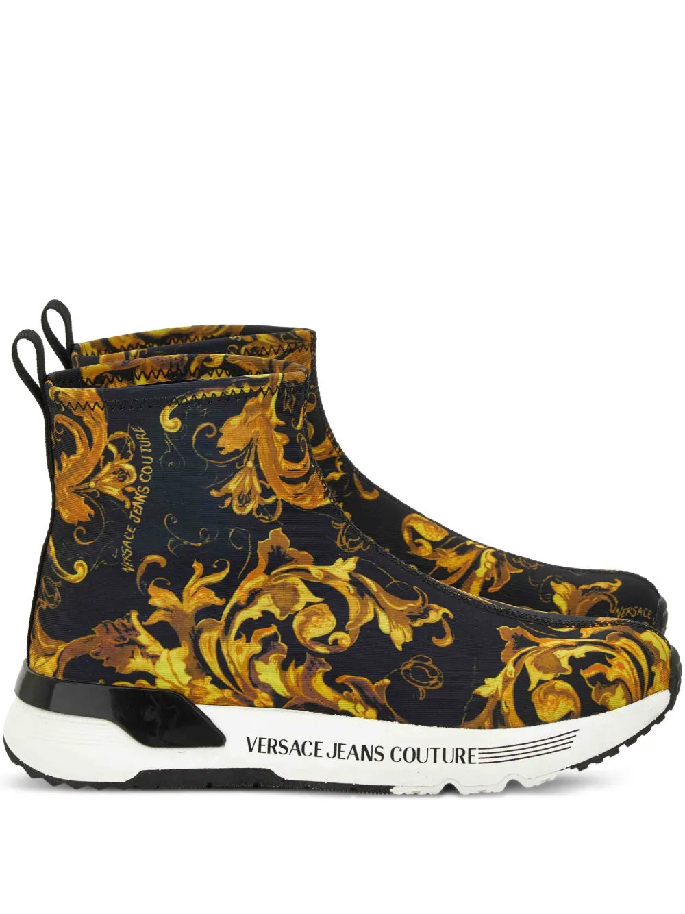 Кроссовки без застежки с принтом Baroque Versace Jeans Couture, черный