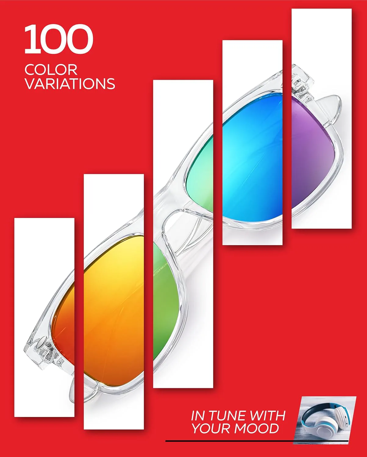 

Поляризованные солнцезащитные очки Retro Rewind для мужчин и женщин - классические солнцезащитные очки с защитой от УФ-излучения, Transparent | Revo Purple