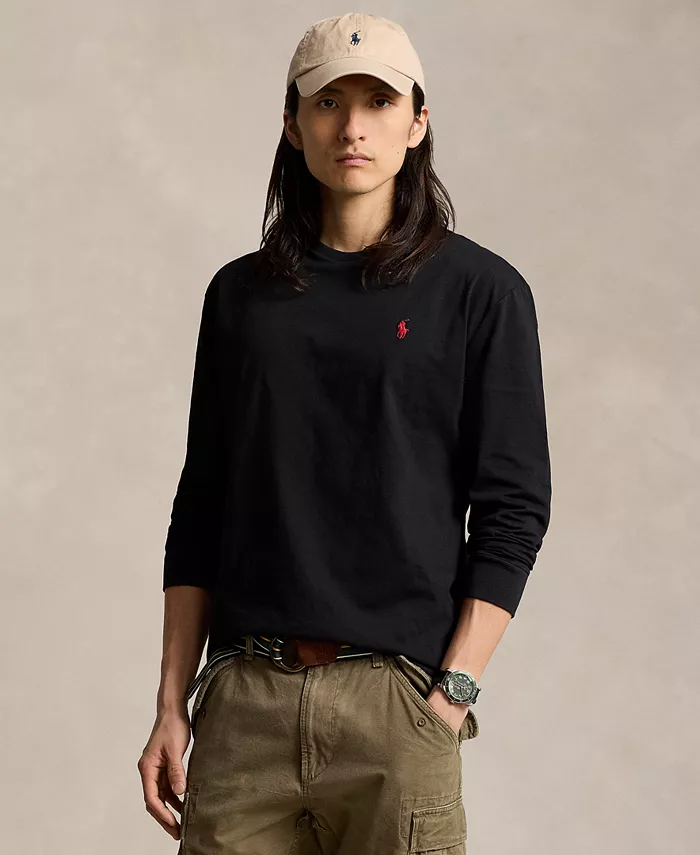 

Мужская футболка классического кроя с длинным рукавом из джерси Polo Ralph Lauren, черный