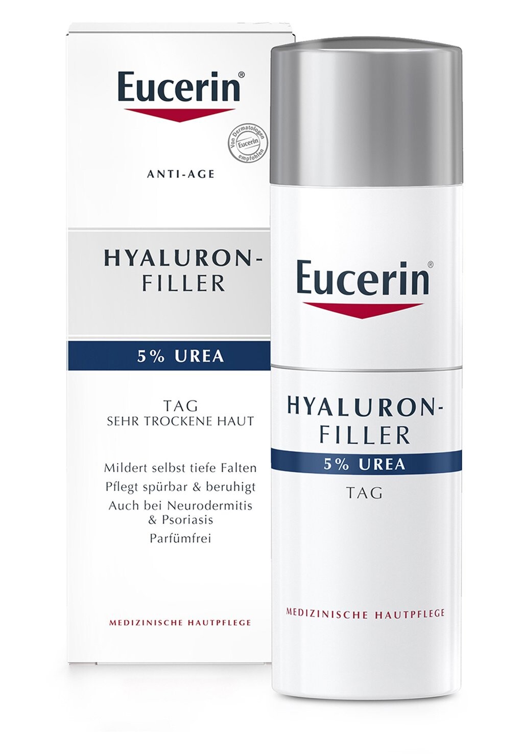 

Крем для лица ANTI-AGING TAGESPFLEGE HYALURON-FILLER UREA, MILDERT FALTEN Eucerin