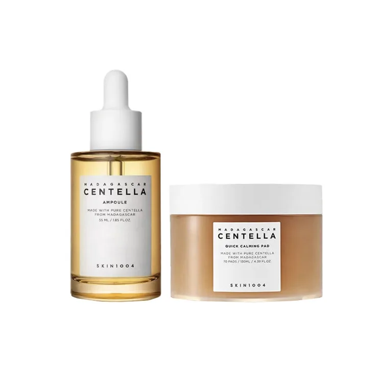 SKIN1004 Набор для ухода за кожей с сывороткой Centella Asiatica и ватными дисками для увлажнения и восстановления, Two-Piece Set: Centella Asiatica Serums 100ml+Cotton Sheets 70 Pcs/Box