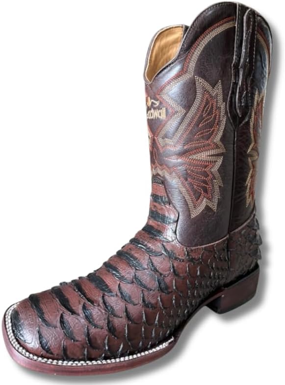 

Мужские ковбойские сапоги GadwallAR с экзотическим узором, кожаные, серии Alex с рисунком под змею, каймана и страуса, с квадратным носком, слипон, коричневый/бежевый