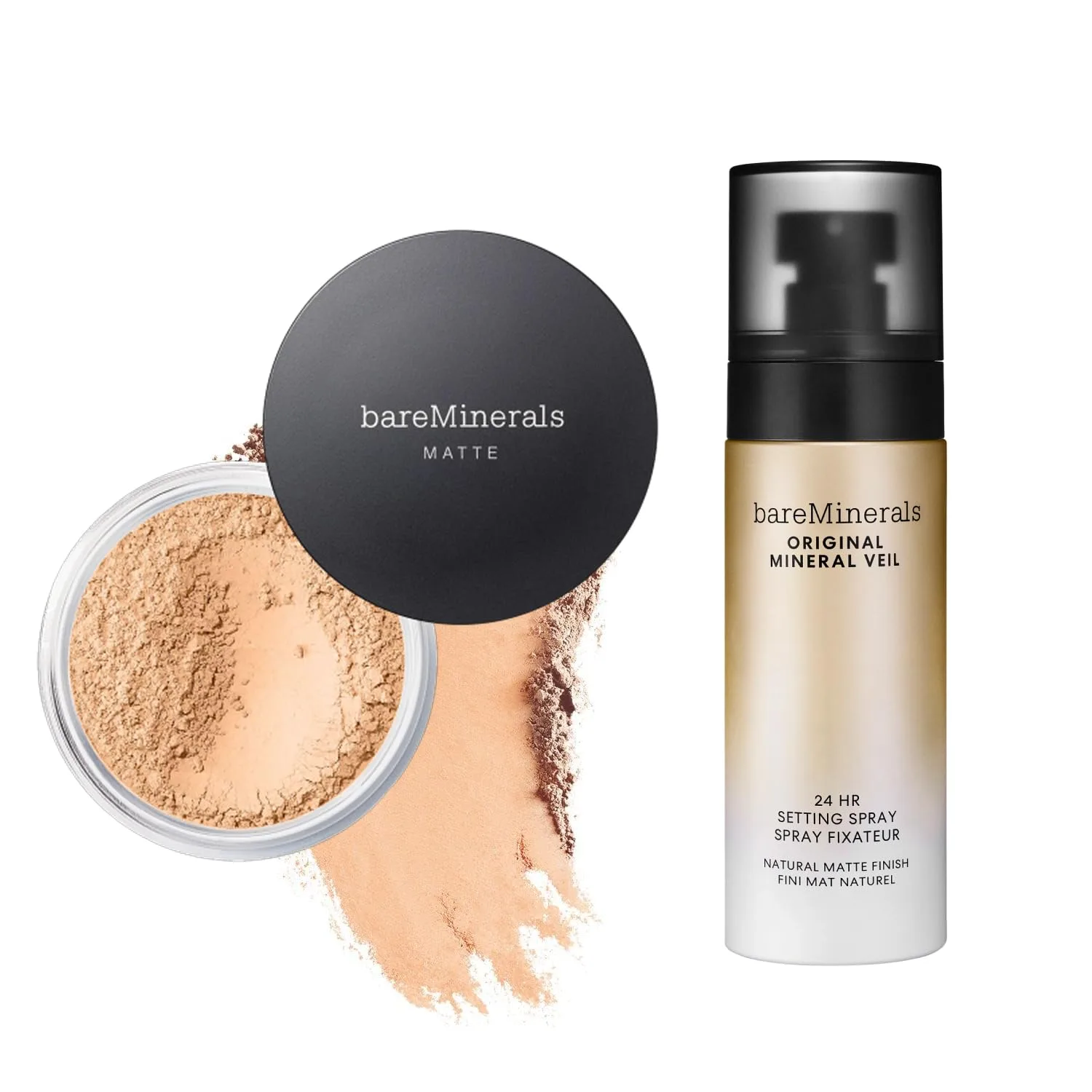 bareMinerals Original Matte Loose Powder Foundation SPF 15, минеральная пудра для лица, покрытие от легкого до полного, матирует, без талька, некомедогенно + Mineral Veil Natural Matte Setting Spray