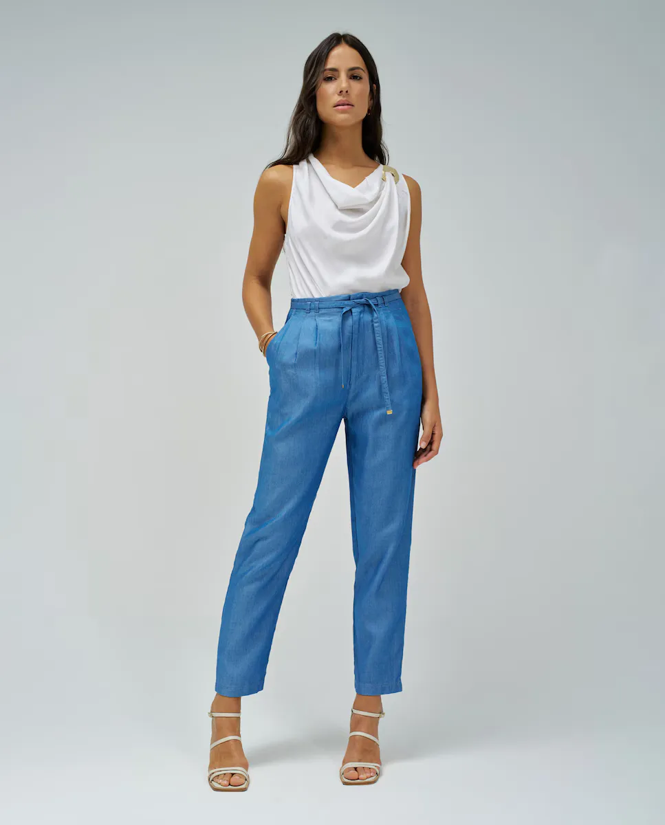 

Женские мешковатые укороченные узкие брюки из светлого денима Salsa Jeans, синий