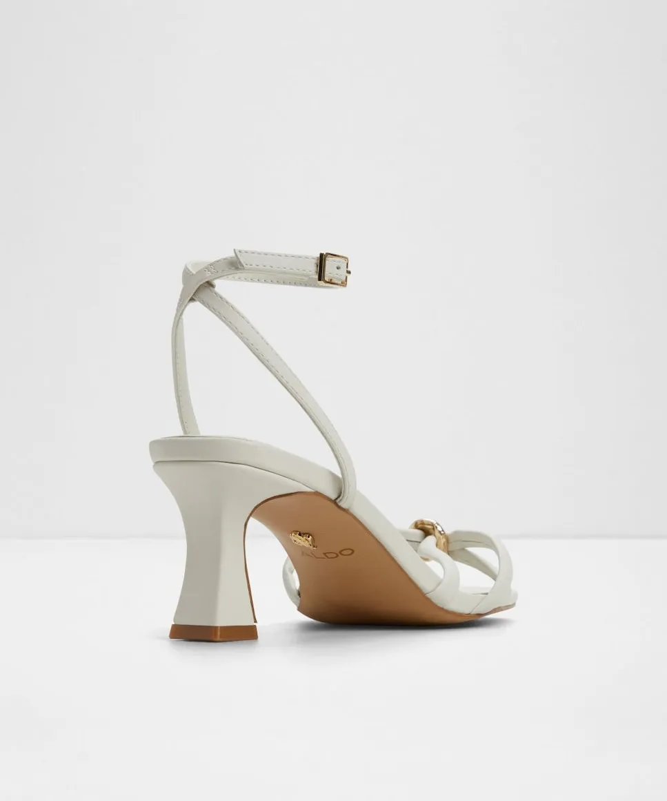 Женские кожаные босоножки на квадратном каблуке Aldo, белый — фото 4
