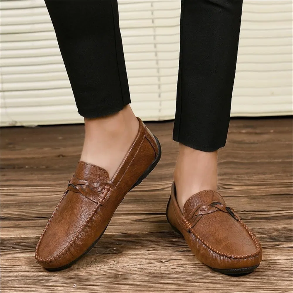 Мокасины кожаные Loafers коричневый UOPYNE — фото 4