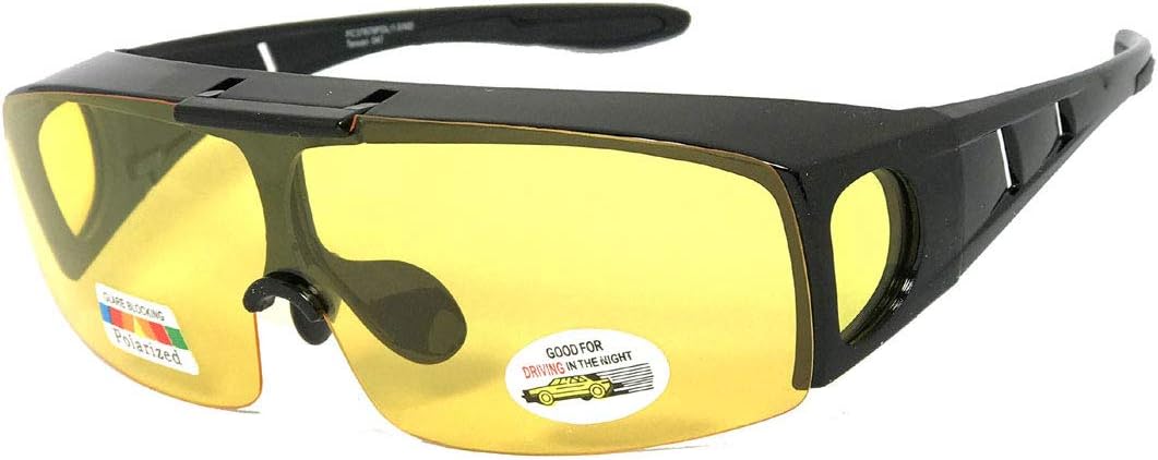 

Защитные накладки на солнцезащитные очки VeryHobby Polarized FLIP UP FIT OVER (блестящая черная оправа/линзы для вождения в темное время суток), Shiny Black Frame/Night Driving Lens