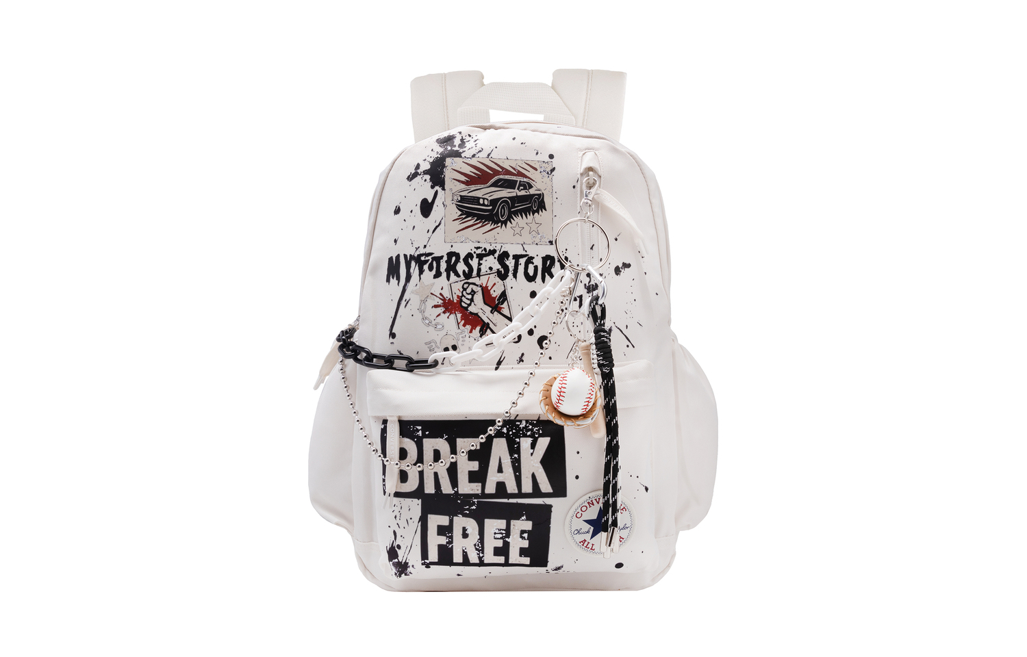 

Converse Полиэстеровый рюкзак средний унисекс чёрно-белый граффити, White