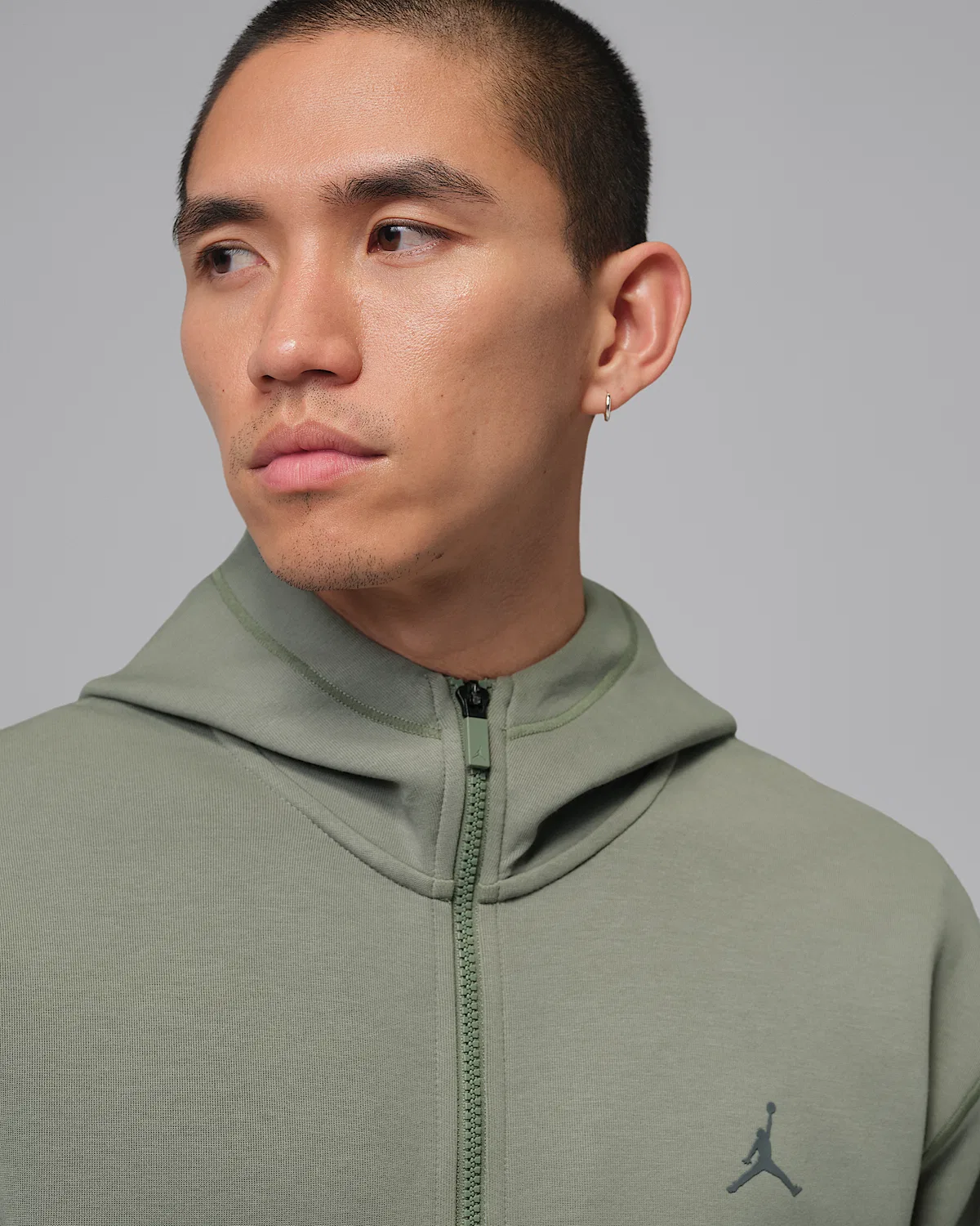 Мужская флисовая кофта Jordan Sport Hoop Fleece Dri-FIT на молнии, Vintage Lichen/Dark Shadow — фото 3