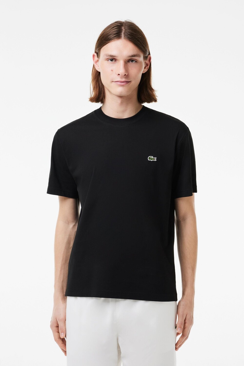 

Футболка свободного кроя из хлопкового джерси Lacoste, черный
