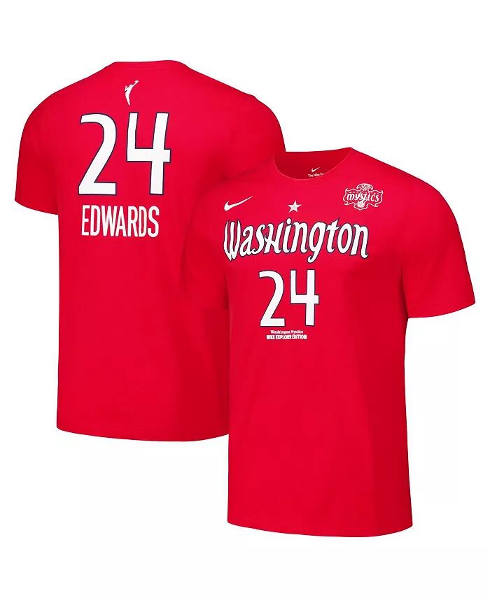 

Мужская и женская футболка Aaliyah Edwards Red Washington Mystics 2024 WNBA Draft Explorer Edition с именем и номером Nike