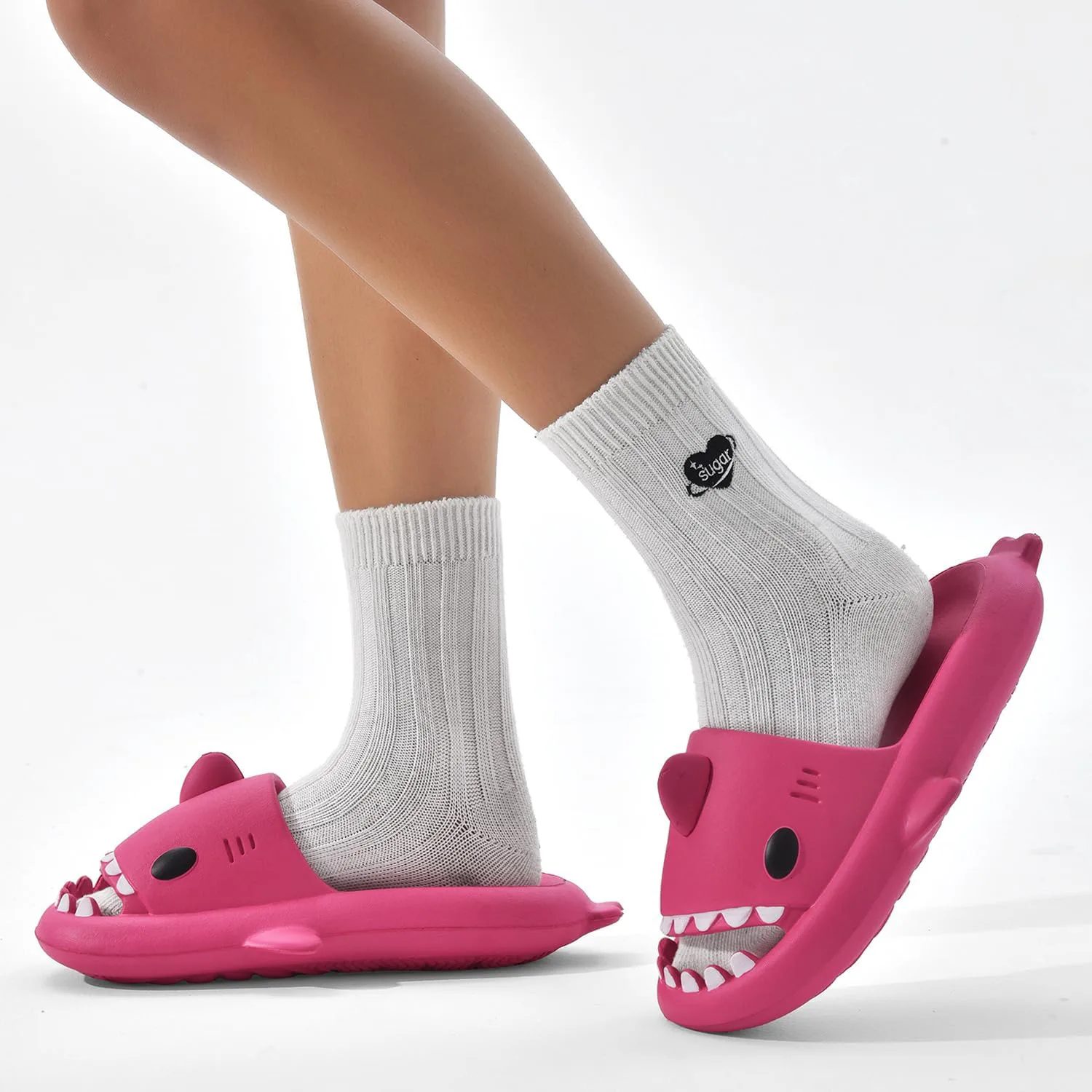 

Мужские и женские шлепанцы с изображением акулы Cloud, летние открытые сандалии с мягкой толстой подошвой, противоскользящие, для пляжа, бассейна и душа INMINPIN, розовый