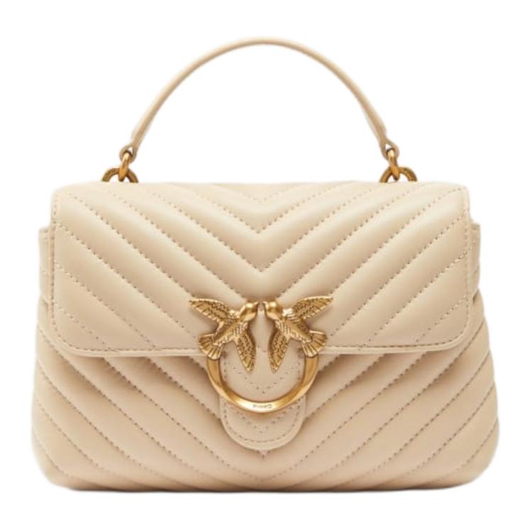 

Одноплечевая мини-сумка для женщин из овчины с коровьей кожей beige PINKO