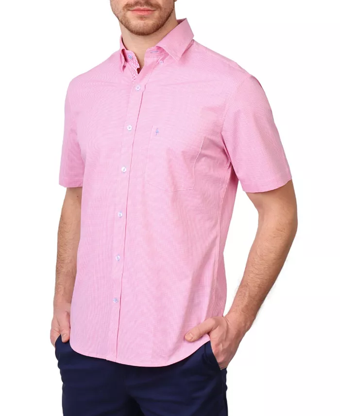 

Мужская рубашка с коротким рукавом Signature Micro Gingham Tailorbyrd, розовый
