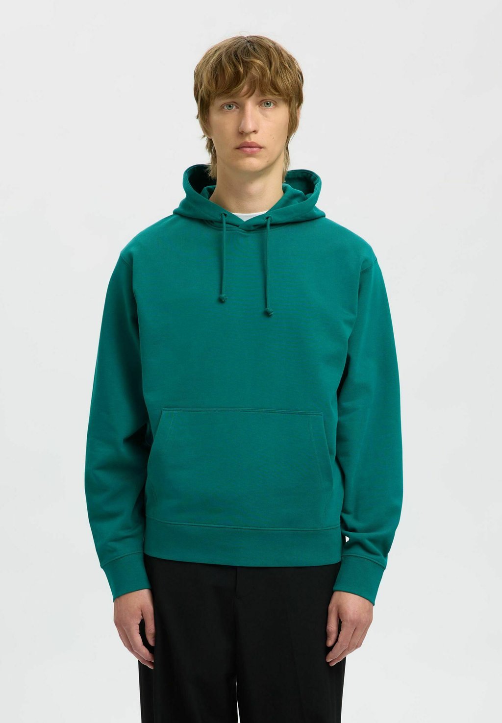 

Толстовка SLHRELAXLUKE con cappuccio Selected Homme, темно-зеленый