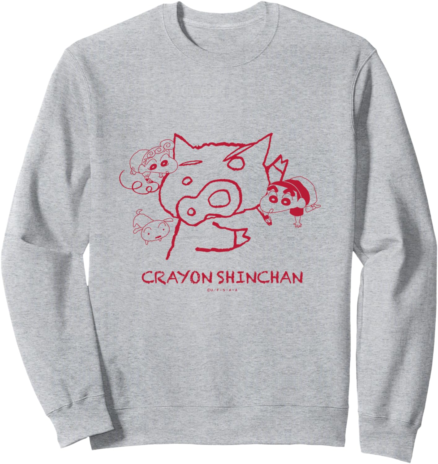 

Толстовка с рисунком карандаша Шин-чана Бури Буридзаэмона, серая (серый меланж), размер S Crayon Shinchan