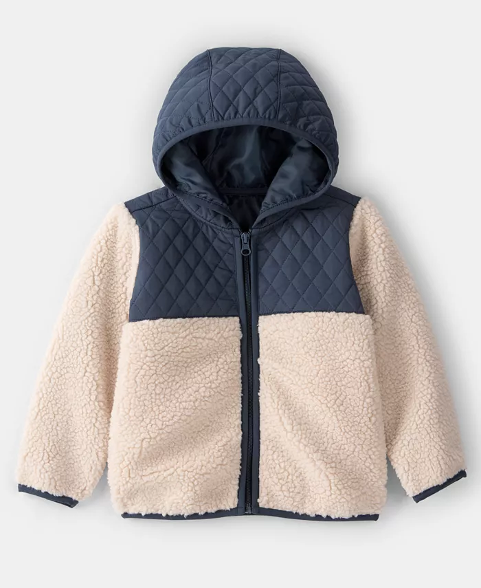 

Мальчиковая куртка с капюшоном на молнии и цветными блоками размер 2T-5T Carter'S, слоновая кость/кремовый