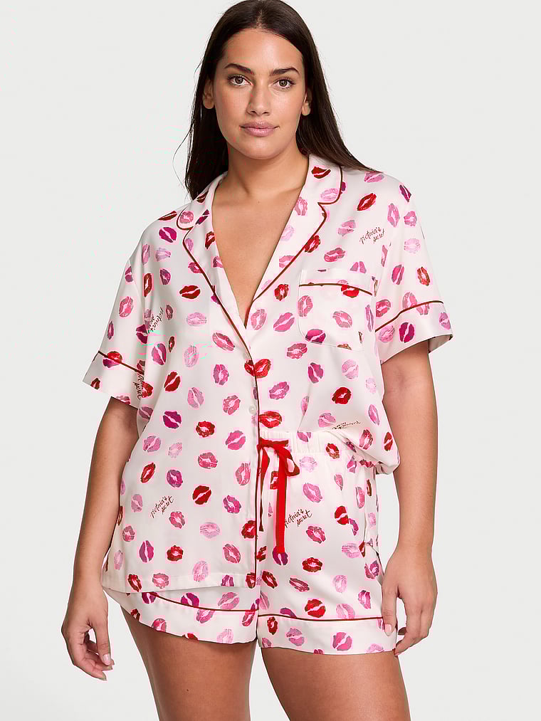 

Короткий пижамный комплект из глянцевого атласа Victoria'S Secret, белый