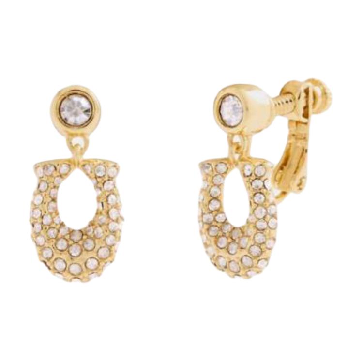 

Позолоченные, стекло, фианит, кристалл клипсы серьги женские золотые COACH, золотой